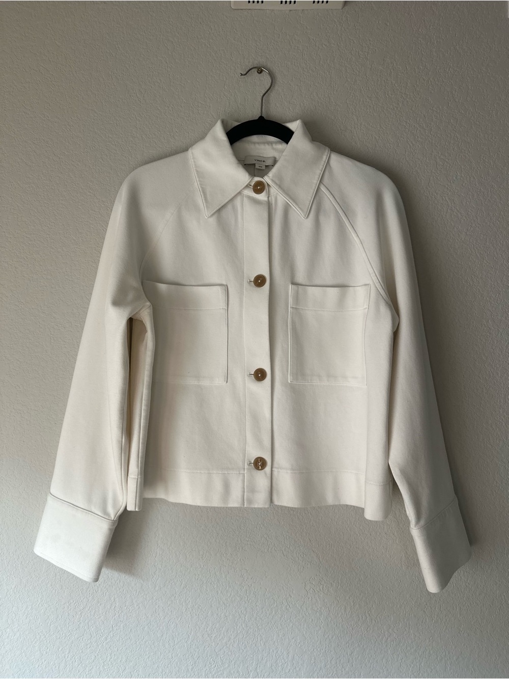 VINCE Shirt Jacket In White Women’s Size Medium Cotton Blend EUC